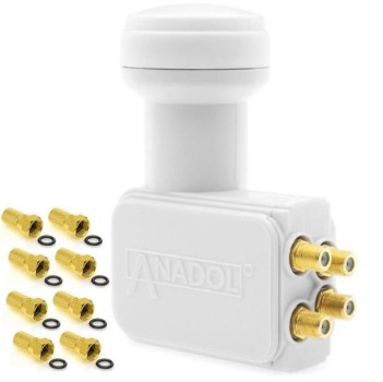 Anadol Gold Line Quad LNB 0.1 dB (inklusive 8 vergoldete F-Stecker)