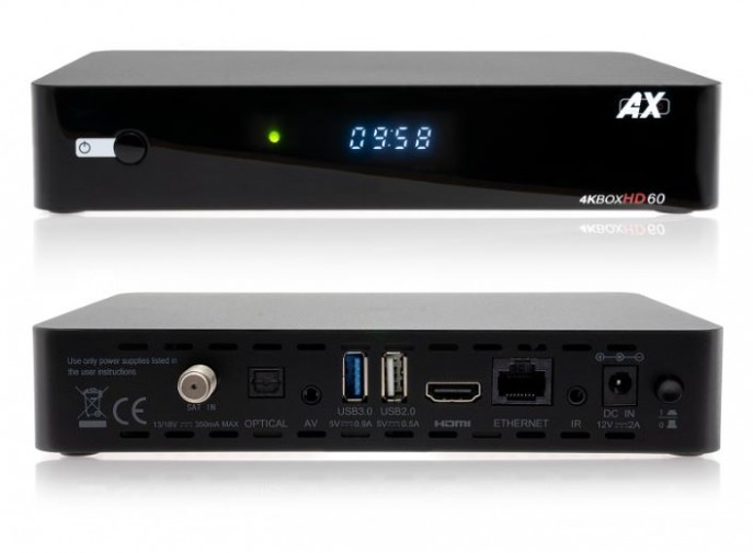 AX 4K-Box HD60 Linux E2 1x DVB-S2X MultiStream Tuner UHD Sat Receiver